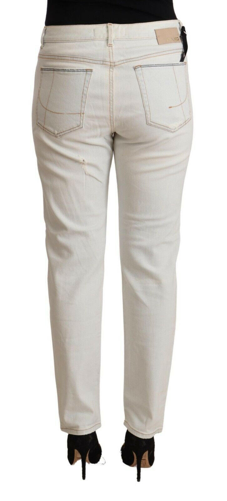PINKO White Cotton Distressed Mid Waist Skinny Denim Jeans -   -  PINKO.