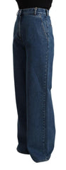 GCDS Blue Cotton High Waist Wide Leg Boot Cut Denim Jeans -   -  GCDS.