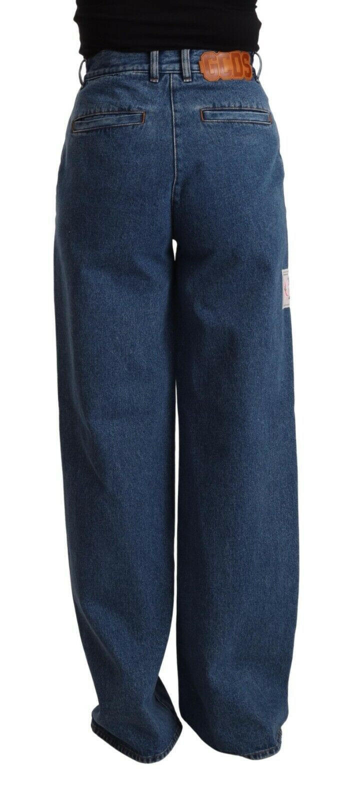 GCDS Blue Cotton High Waist Wide Leg Boot Cut Denim Jeans -   -  GCDS.