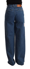GCDS Blue Cotton High Waist Wide Leg Boot Cut Denim Jeans -   -  GCDS.