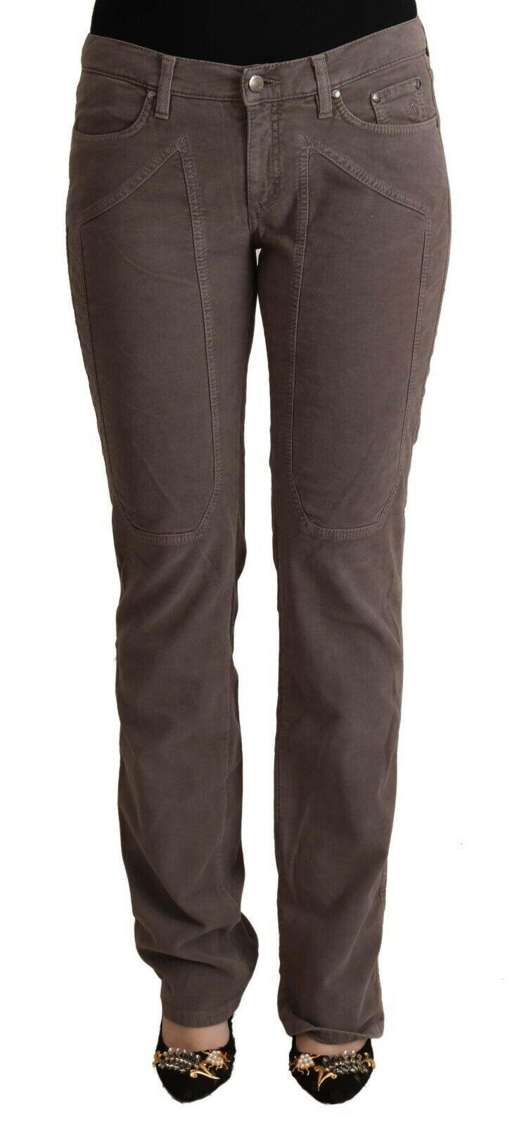 Jeckerson Brown Cotton Low Waist Iconic Patches Leg Denim Jeans -   -  Jeckerson.