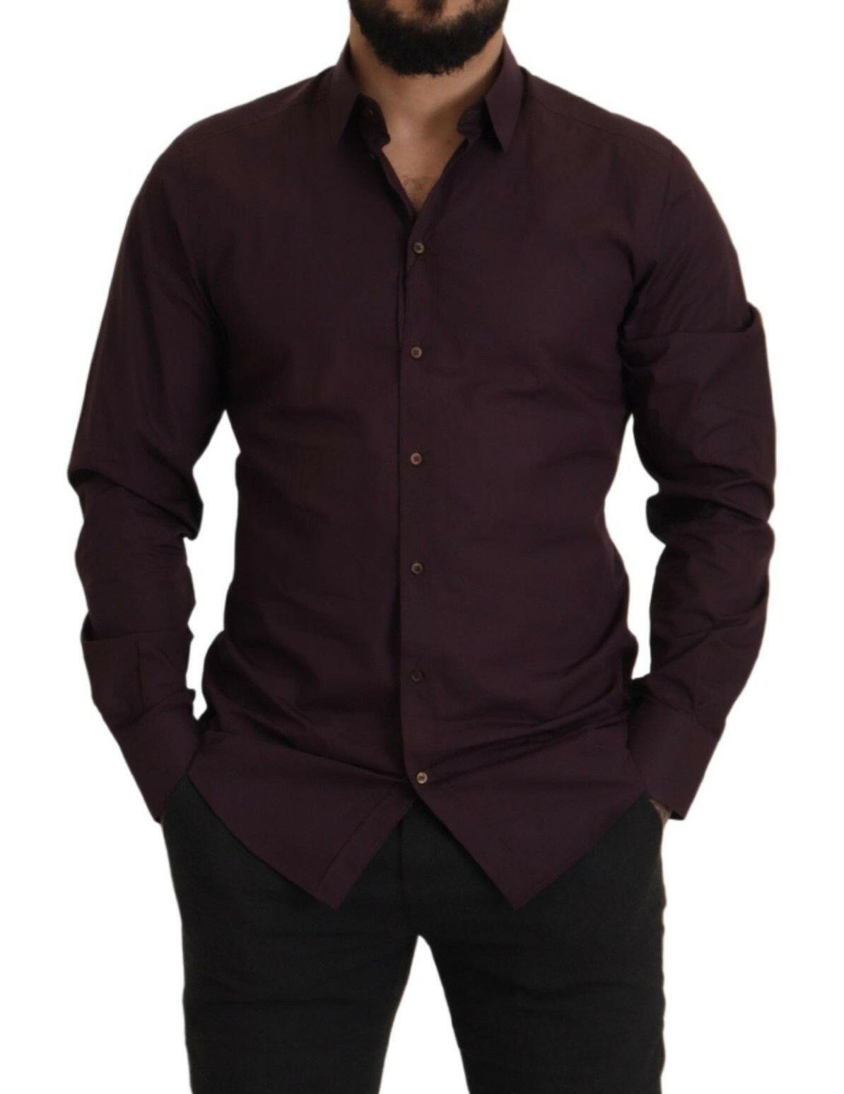 Dolce & Gabbana Purple Cotton GOLD Slim Fit Dress Shirt -   -  Dolce & Gabbana.