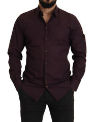 Dolce & Gabbana Purple Cotton GOLD Slim Fit Dress Shirt -   -  Dolce & Gabbana.
