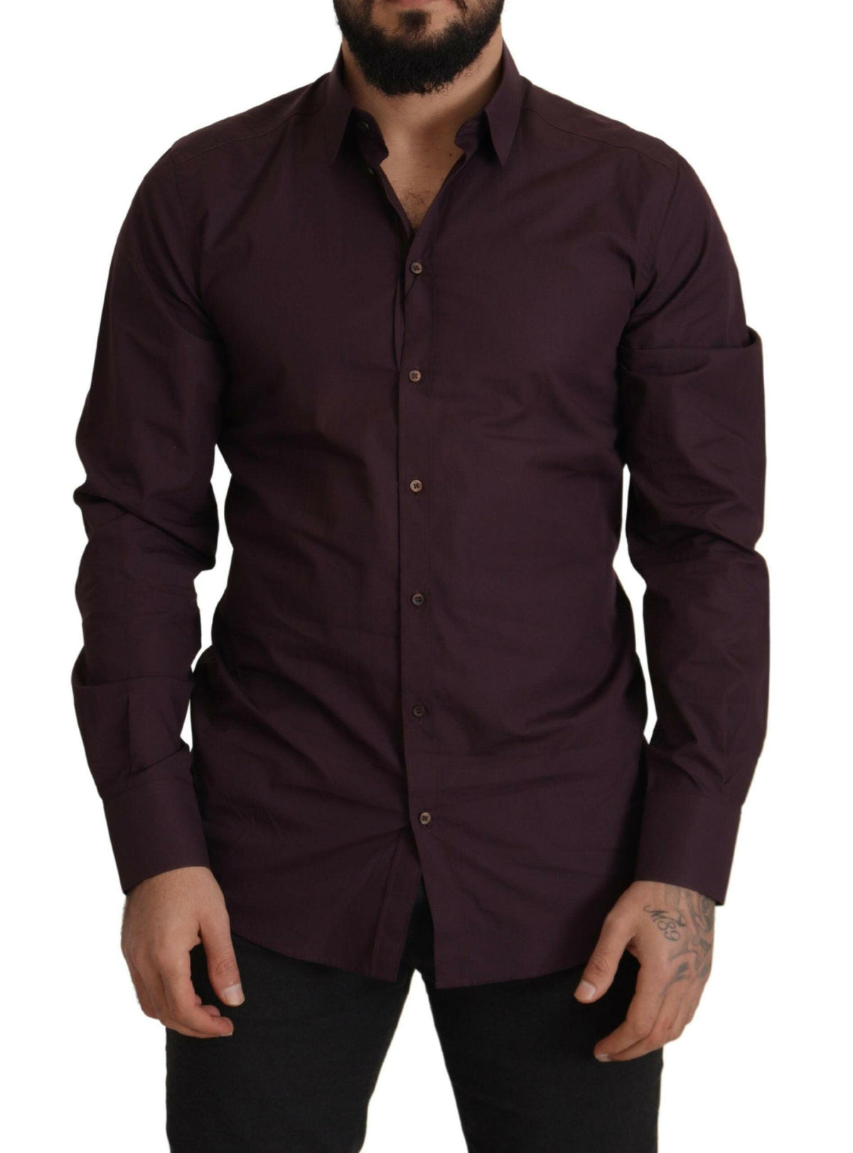 Dolce & Gabbana Purple Cotton GOLD Slim Fit Dress Shirt -   -  Dolce & Gabbana.