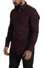 Dolce & Gabbana Purple Cotton GOLD Slim Fit Dress Shirt -   -  Dolce & Gabbana.