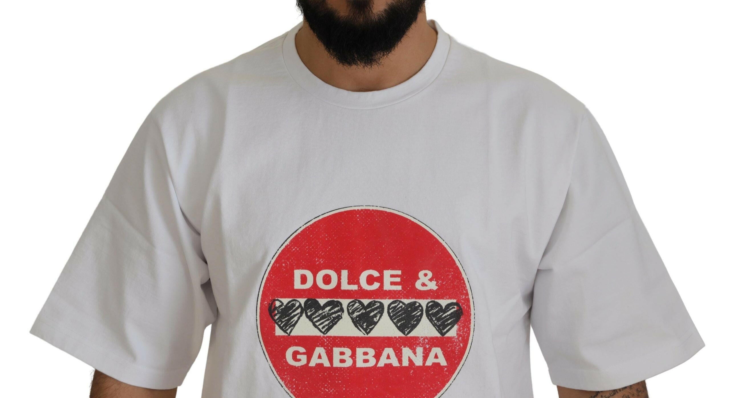 Dolce & Gabbana White Amor Heart Cotton Crewneck T-shirt -   -  Dolce & Gabbana.