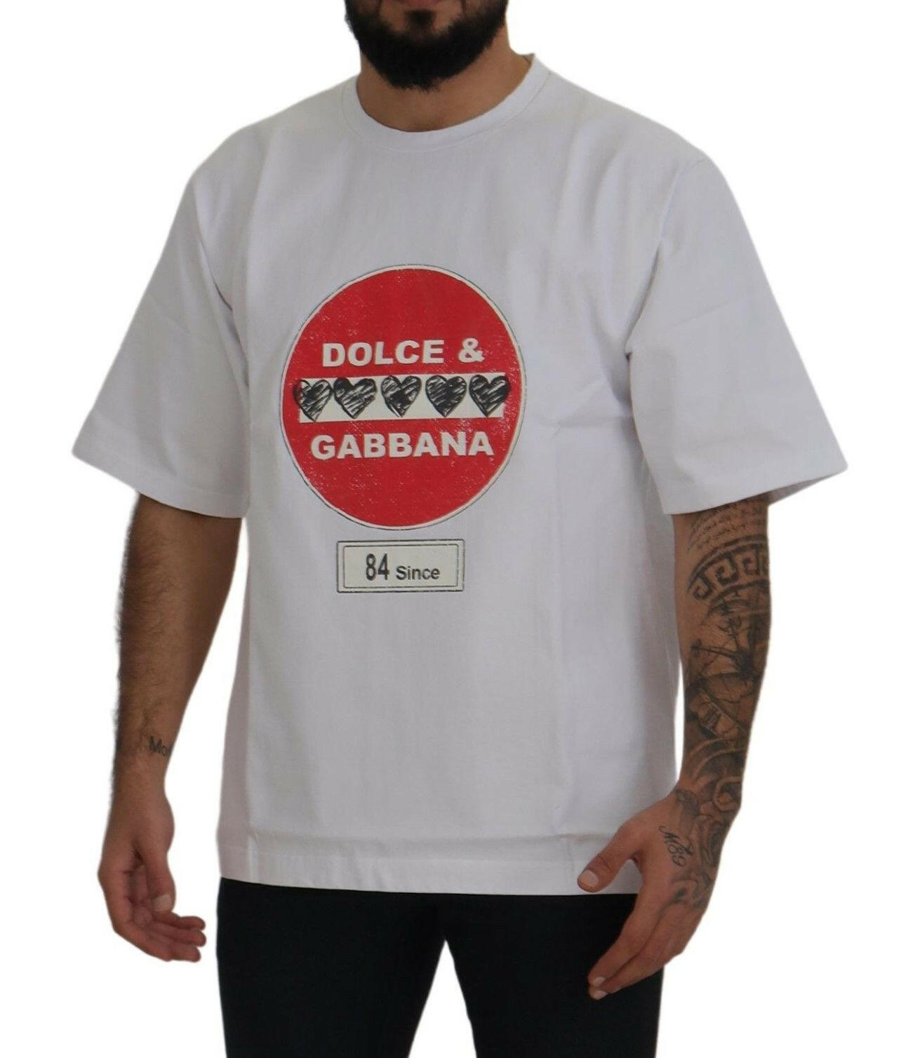Dolce & Gabbana White Amor Heart Cotton Crewneck T-shirt -   -  Dolce & Gabbana.