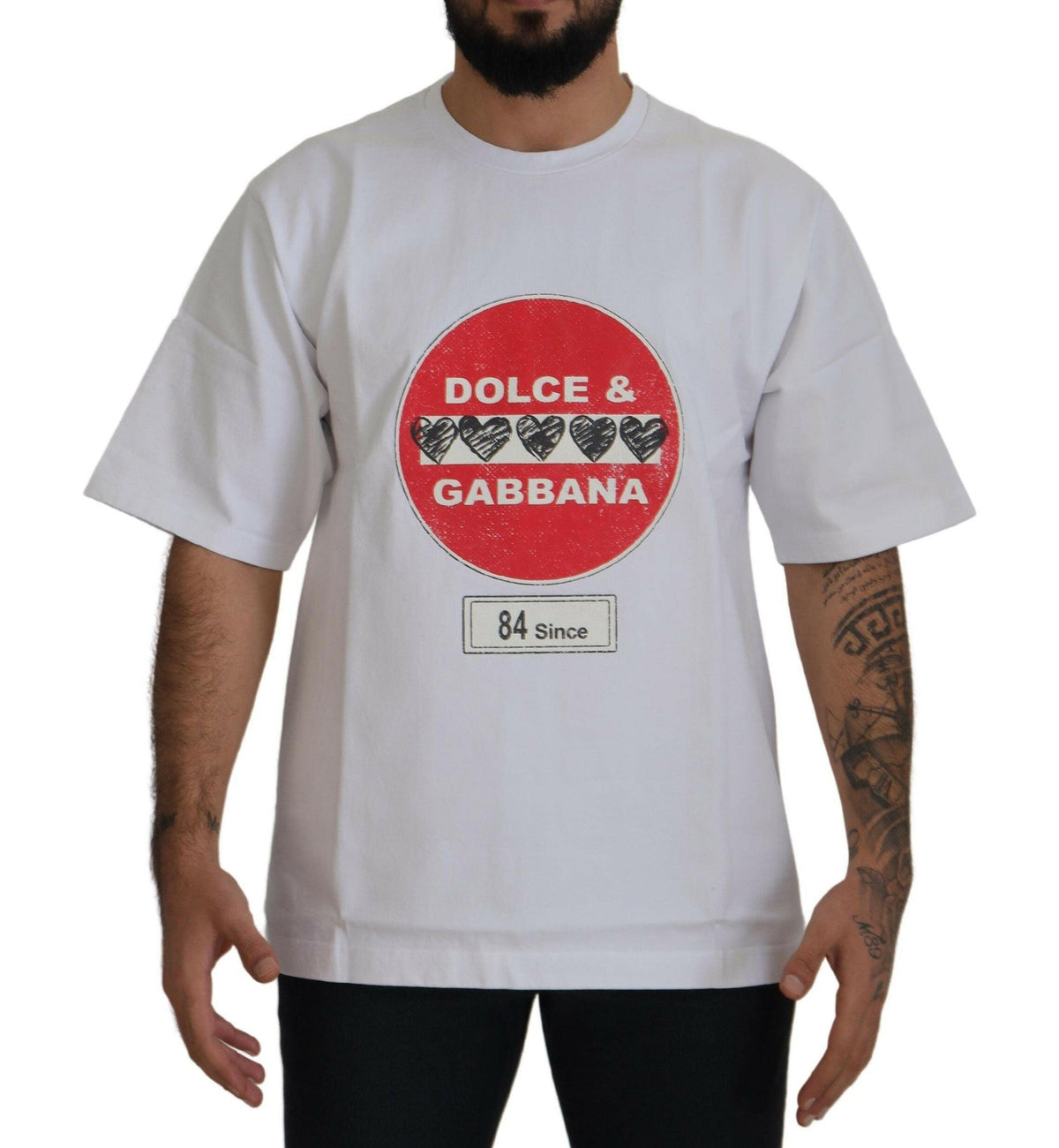 Dolce & Gabbana White Amor Heart Cotton Crewneck T-shirt -   -  Dolce & Gabbana.