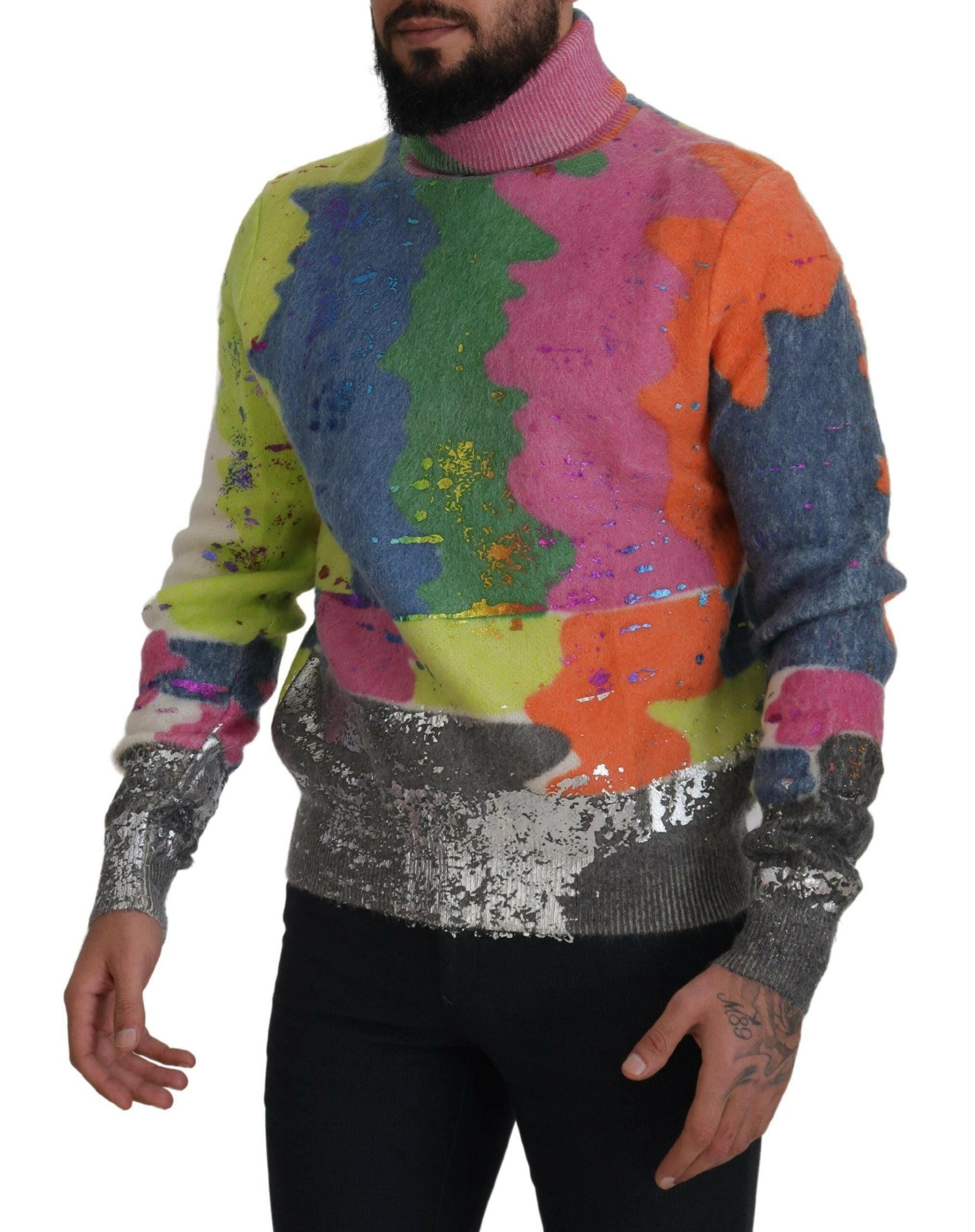 Dolce & Gabbana Multicolor Turtleneck Pullover Mohair Sweater -   -  Dolce & Gabbana.