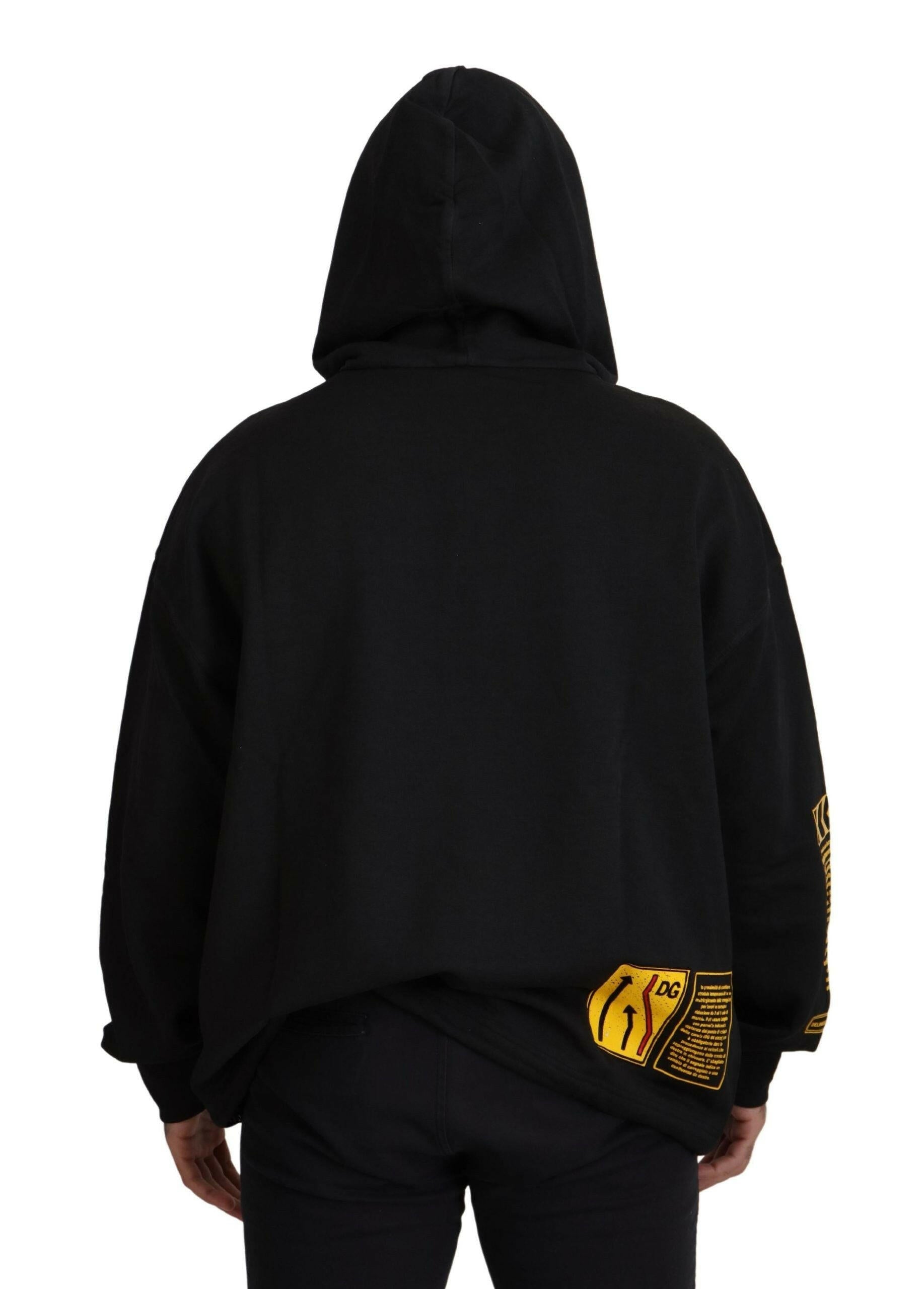 Dolce & Gabbana Black Cotton Hooded DG Shield Pullover Sweater -   -  Dolce & Gabbana.