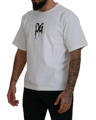 Dolce & Gabbana White Logo Print Cotton Crewneck T-shirt -   -  Dolce & Gabbana.