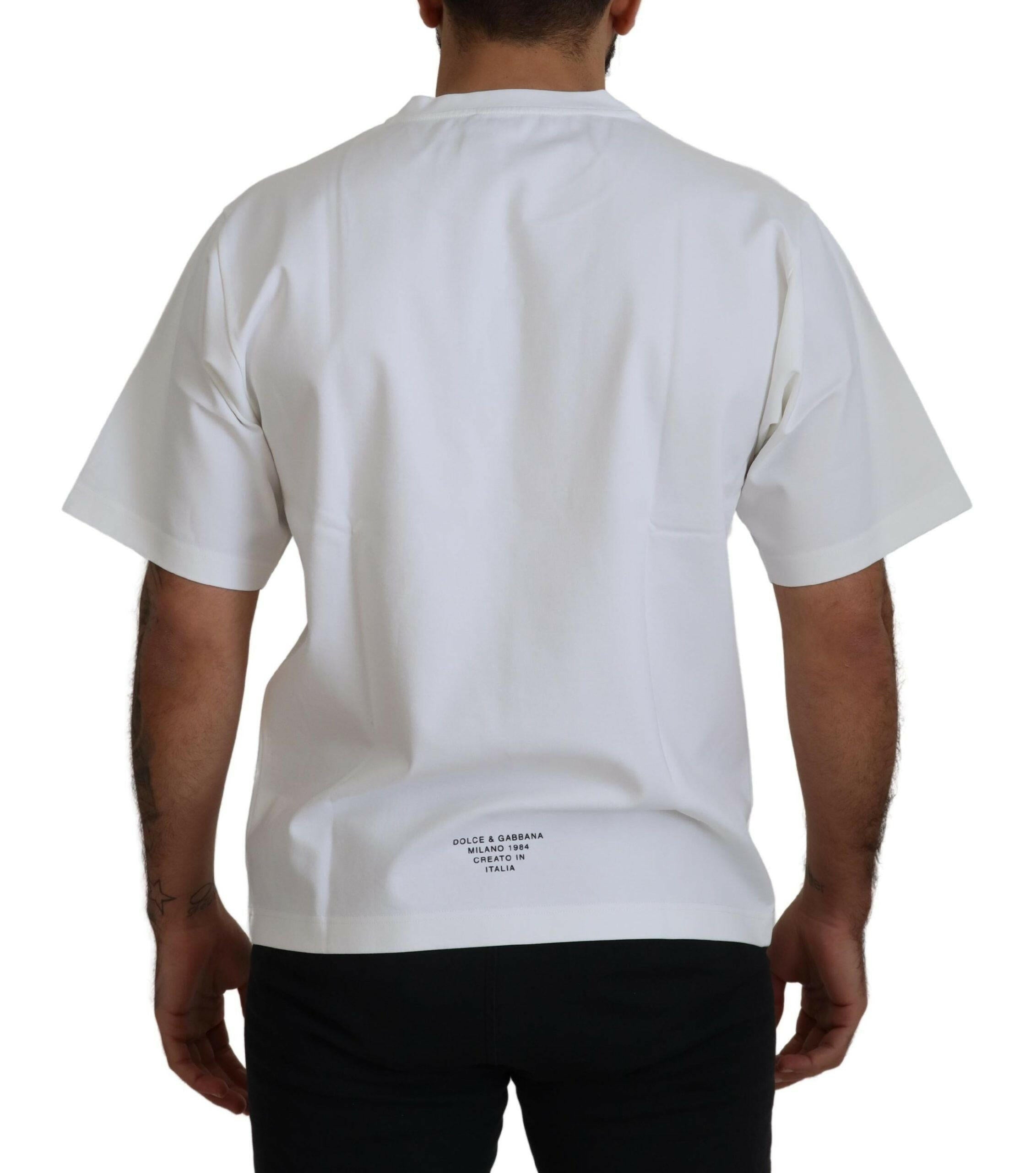 Dolce & Gabbana White Logo Print Cotton Crewneck T-shirt -   -  Dolce & Gabbana.