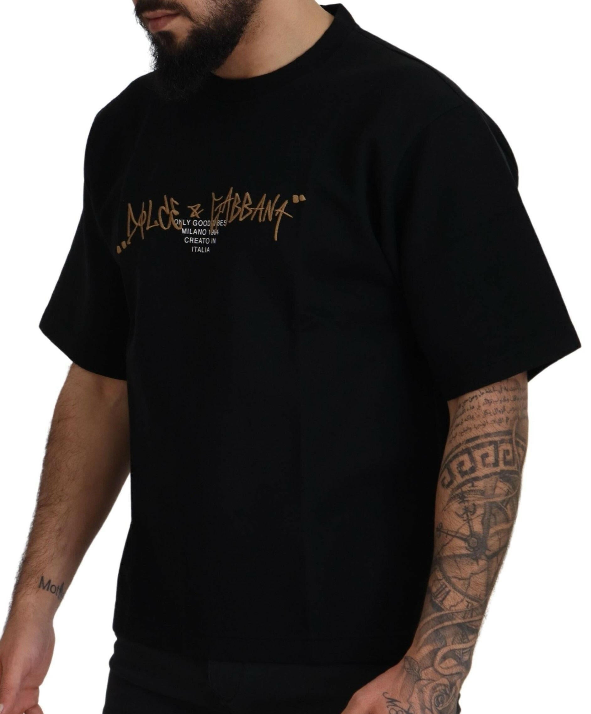 Dolce & Gabbana Black Logo Cotton Crewneck T-shirt -   -  Dolce & Gabbana.