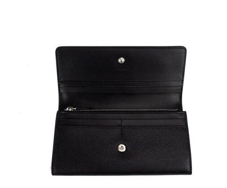 Burberry Porter Black Grained Leather Branded Logo Embossed Clutch Flap Wallet -   -  Burberry.
