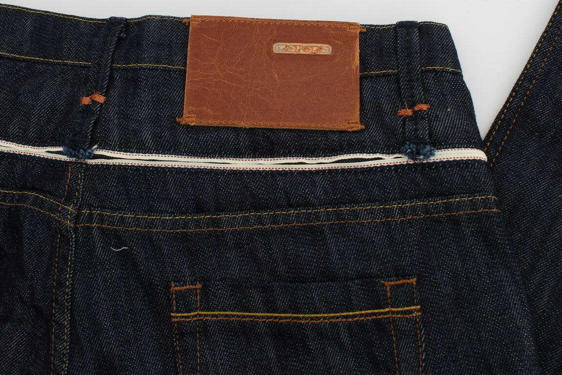 Acht Blue Denim Cotton Bottoms Straight Fit Jeans -   -  Acht.
