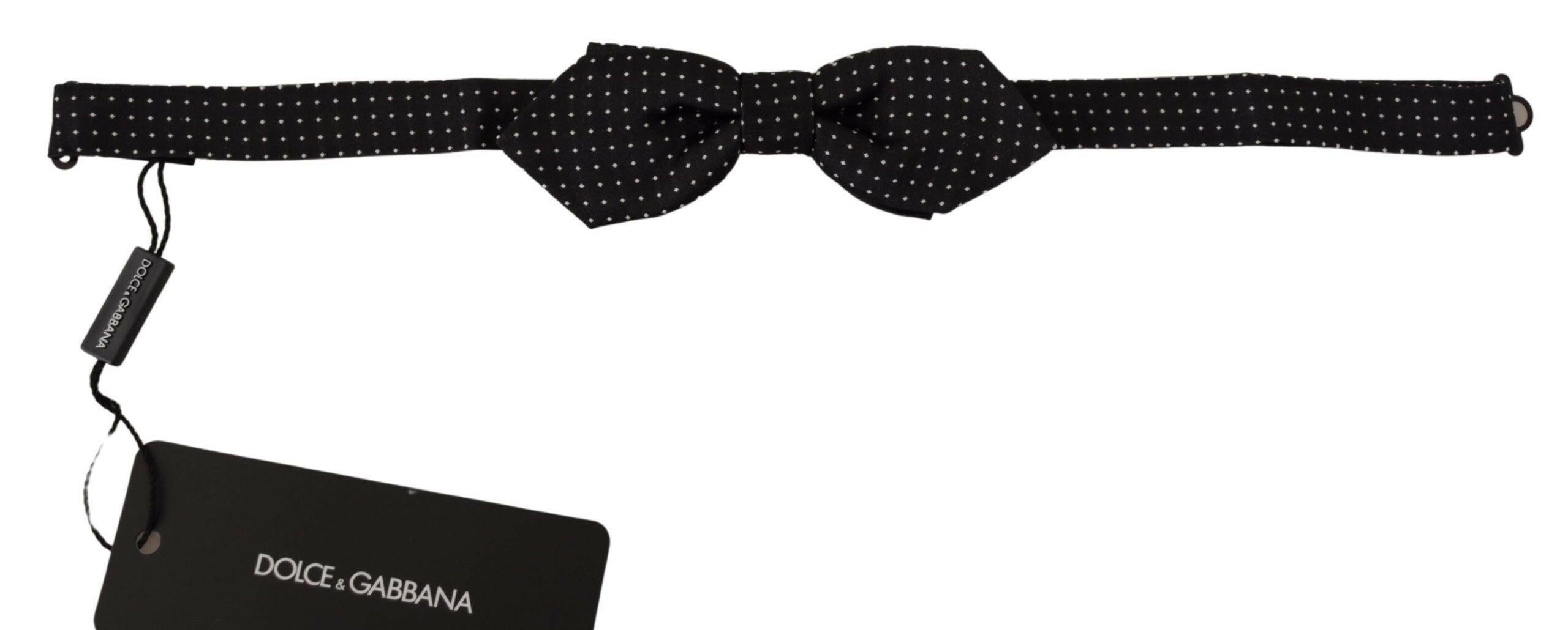 Dolce & Gabbana Black White Polka Dot Adjustable Neck Papillon Bow Tie -  Neckties, Men -  Dolce & Gabbana.