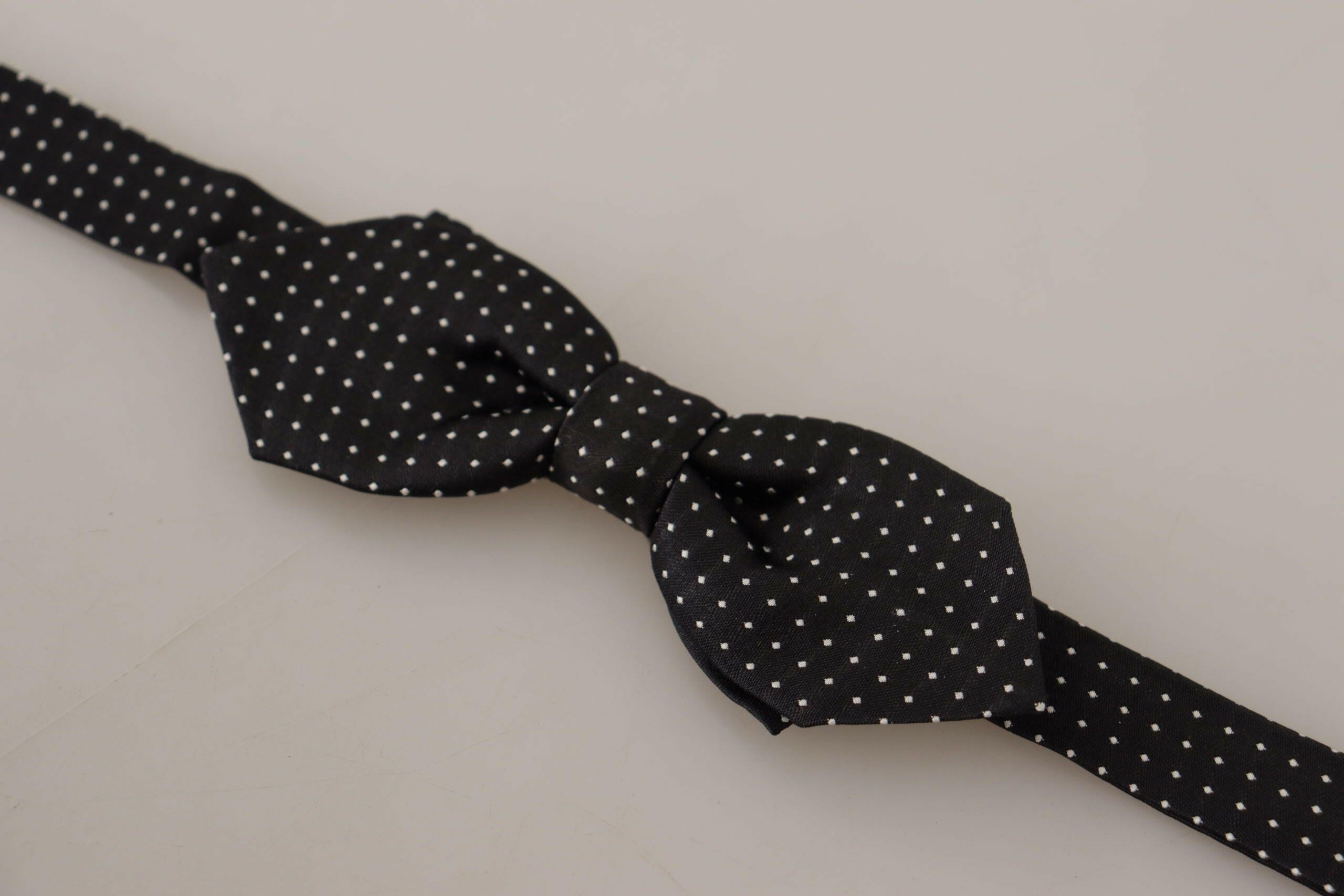 Dolce & Gabbana Black White Polka Dot Adjustable Neck Papillon Bow Tie -  Neckties, Men -  Dolce & Gabbana.