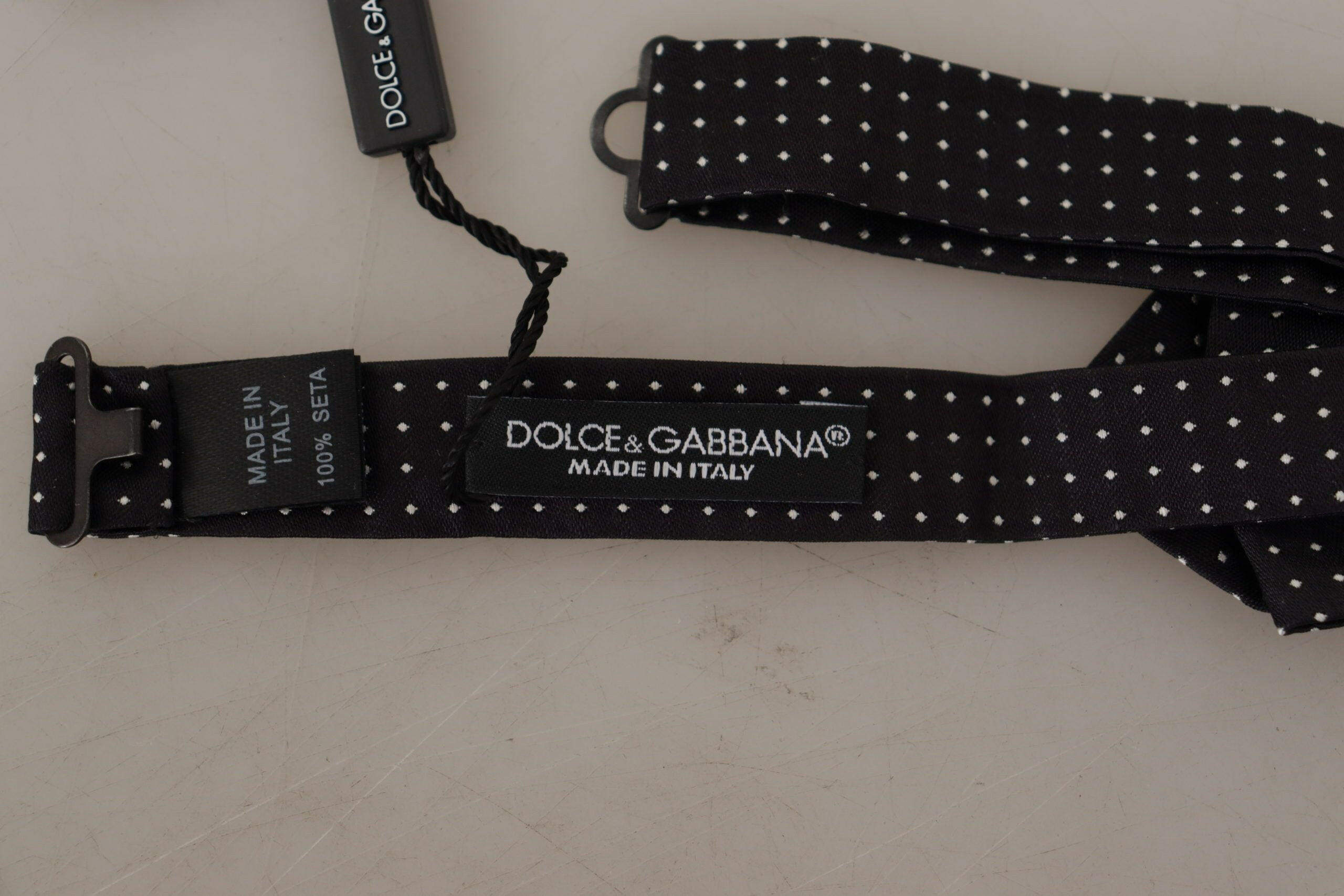 Dolce & Gabbana Black White Polka Dot Adjustable Neck Papillon Bow Tie -  Neckties, Men -  Dolce & Gabbana.
