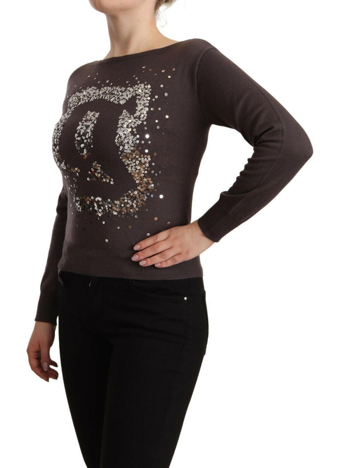 John Galliano Brown Wool Sequined Long Sleeves Pullover Sweater -   -  John Galliano.