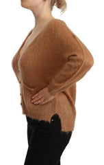 PINK MEMORIES Brown Cardigan V-Neck Long Sleeve Sweater -   -  PINK MEMORIES.
