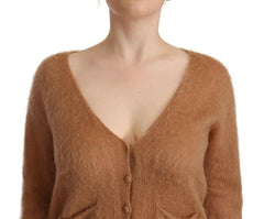 PINK MEMORIES Brown Cardigan V-Neck Long Sleeve Sweater -   -  PINK MEMORIES.