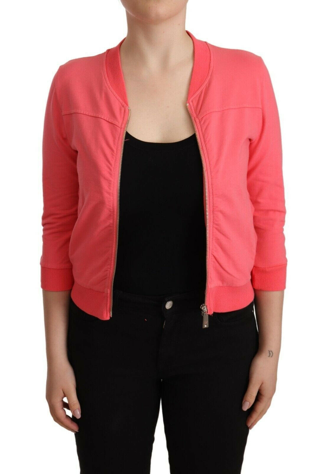 Blumarine Pink 3/4 Sleeve Zip Embellished Sweater -   -  Blumarine.