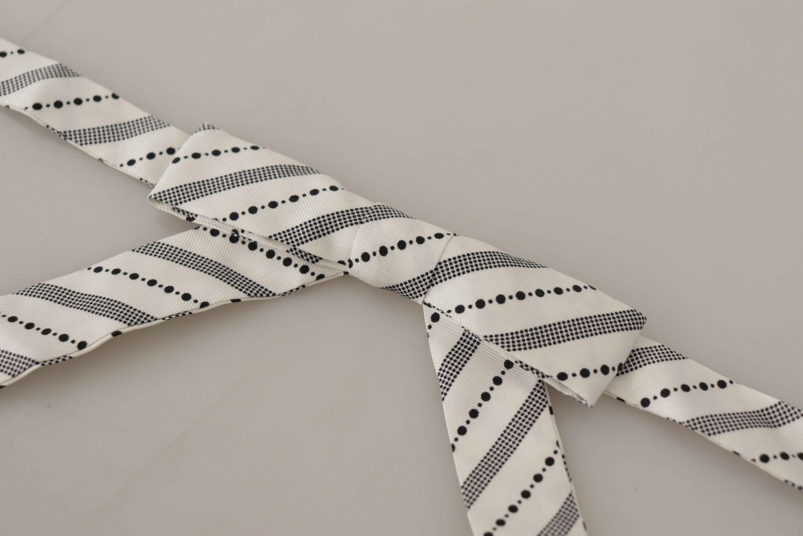 Dolce & Gabbana White Black Polka Dot 100% Silk Neck Papillon Bow Tie -  Neckties, Men -  Dolce & Gabbana.