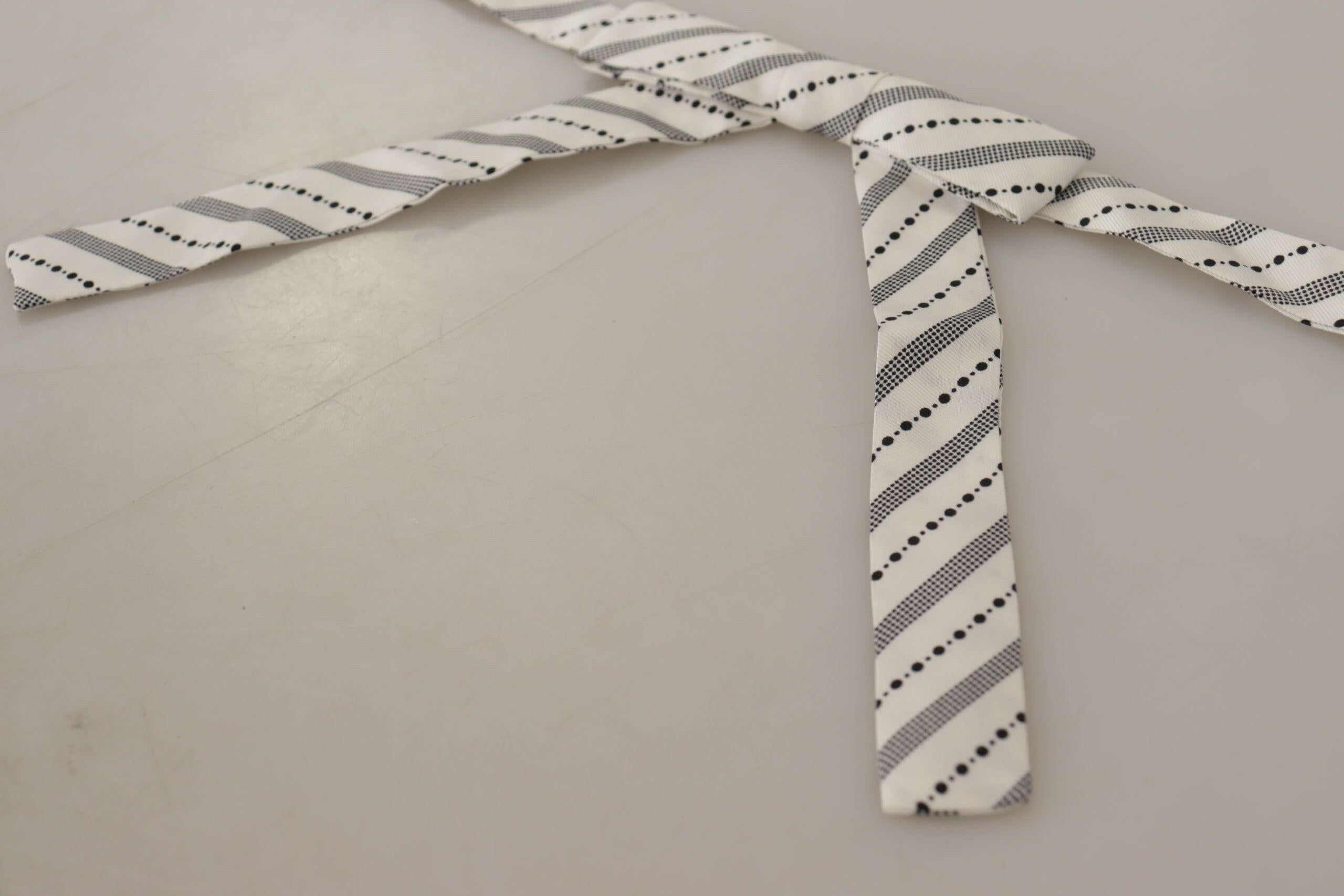 Dolce & Gabbana White Black Polka Dot 100% Silk Neck Papillon Bow Tie -  Neckties, Men -  Dolce & Gabbana.