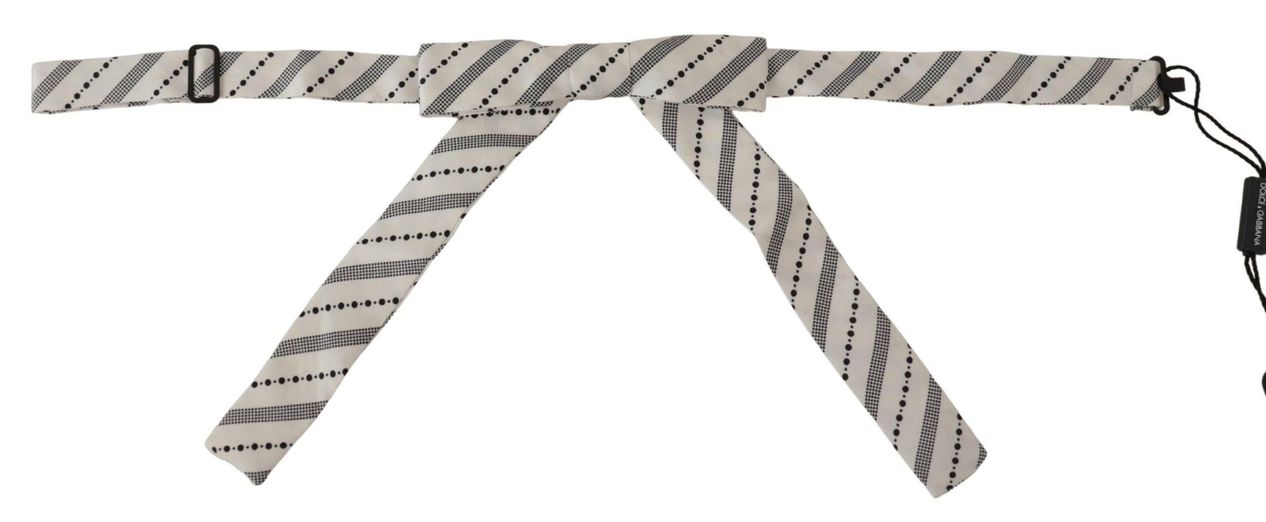 Dolce & Gabbana White Black Polka Dot 100% Silk Neck Papillon Bow Tie -  Neckties, Men -  Dolce & Gabbana.