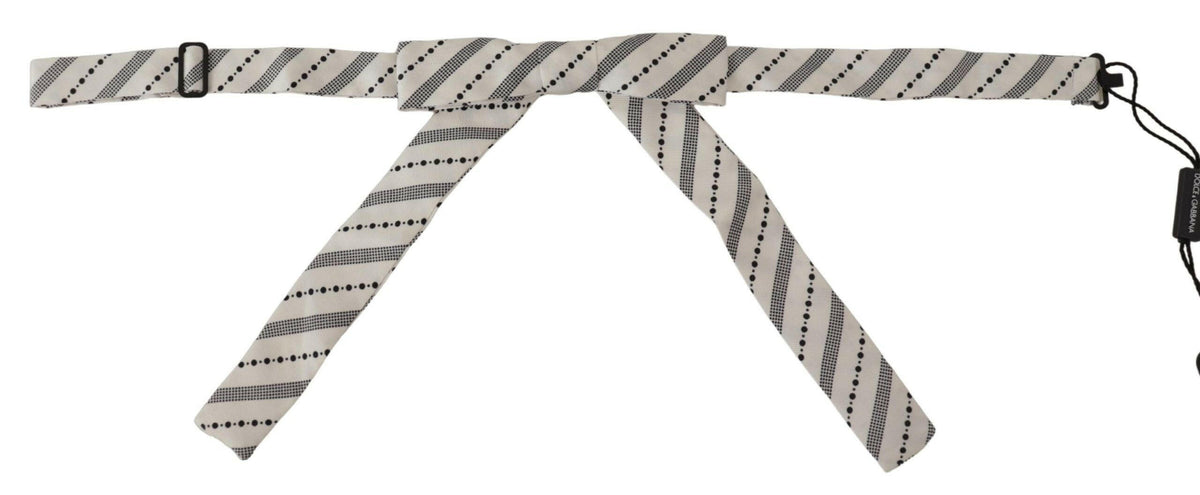 Dolce & Gabbana White Black Polka Dot 100% Silk Neck Papillon Bow Tie -  Neckties, Men -  Dolce & Gabbana.