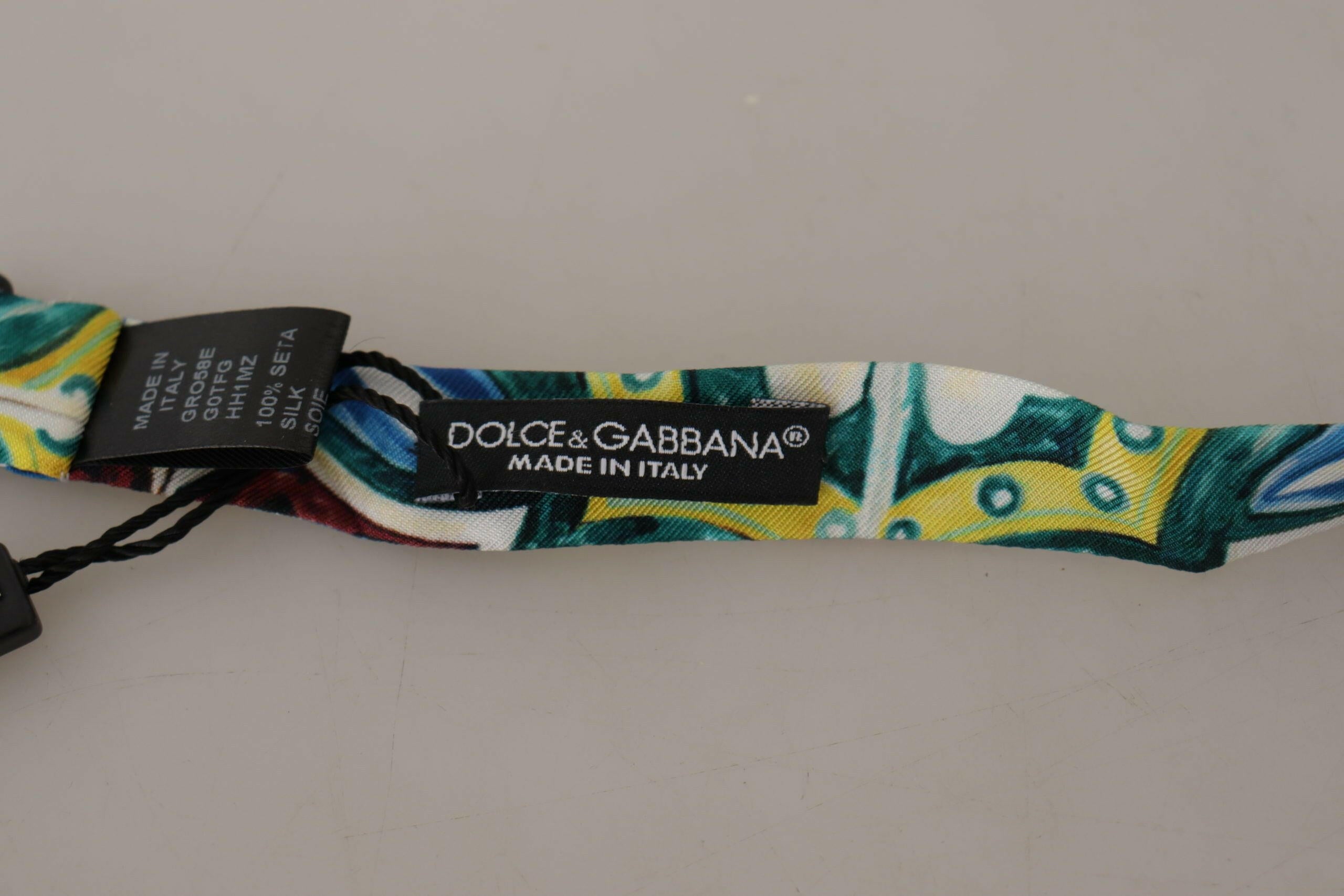 Dolce & Gabbana Multicolor Majolica Print Adjustable Papillon Bow Tie -  Neckties, Men -  Dolce & Gabbana.