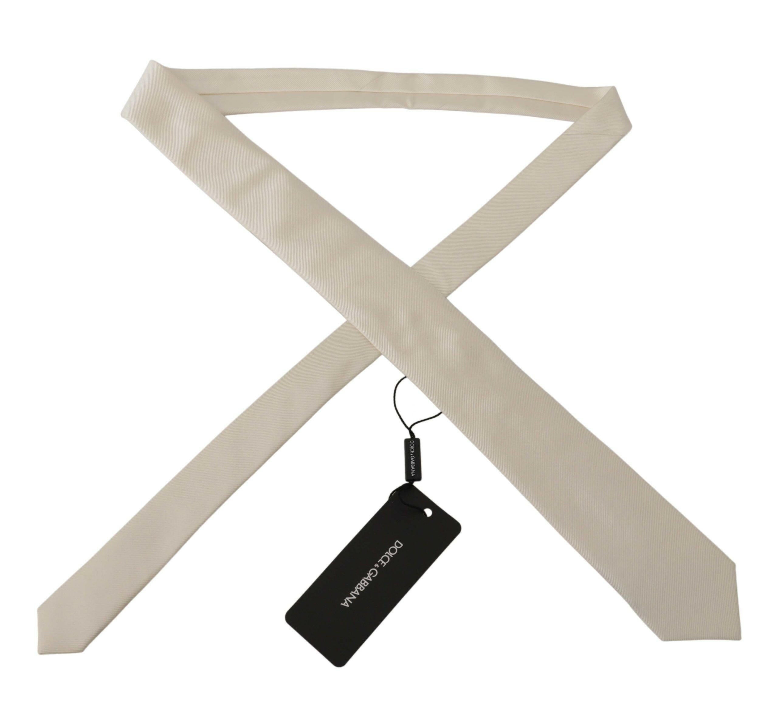 Dolce & Gabbana Off-White 100% Silk Slim Adjustable  Accessory Necktie -  Neckties, Men -  Dolce & Gabbana.