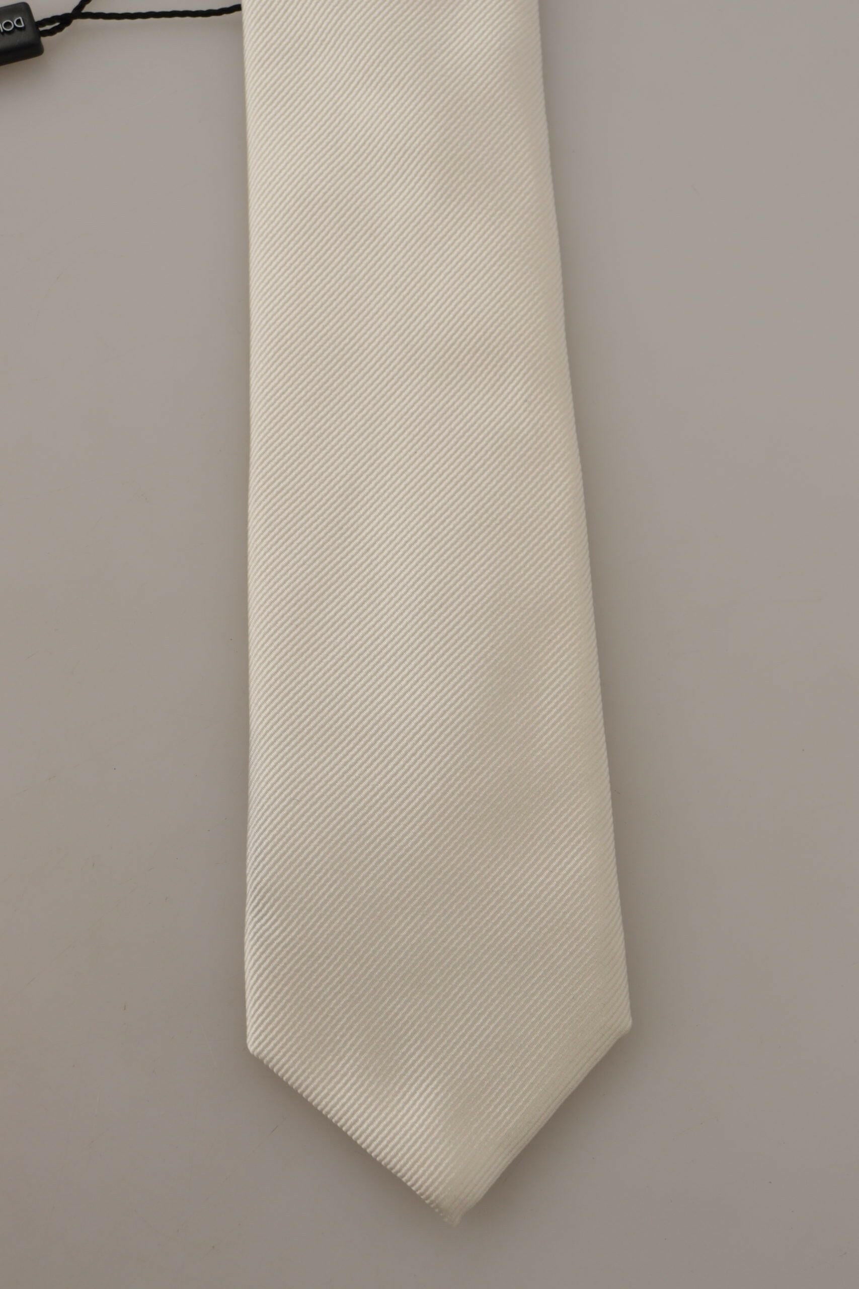 Dolce & Gabbana Off-White 100% Silk Slim Adjustable  Accessory Necktie -  Neckties, Men -  Dolce & Gabbana.