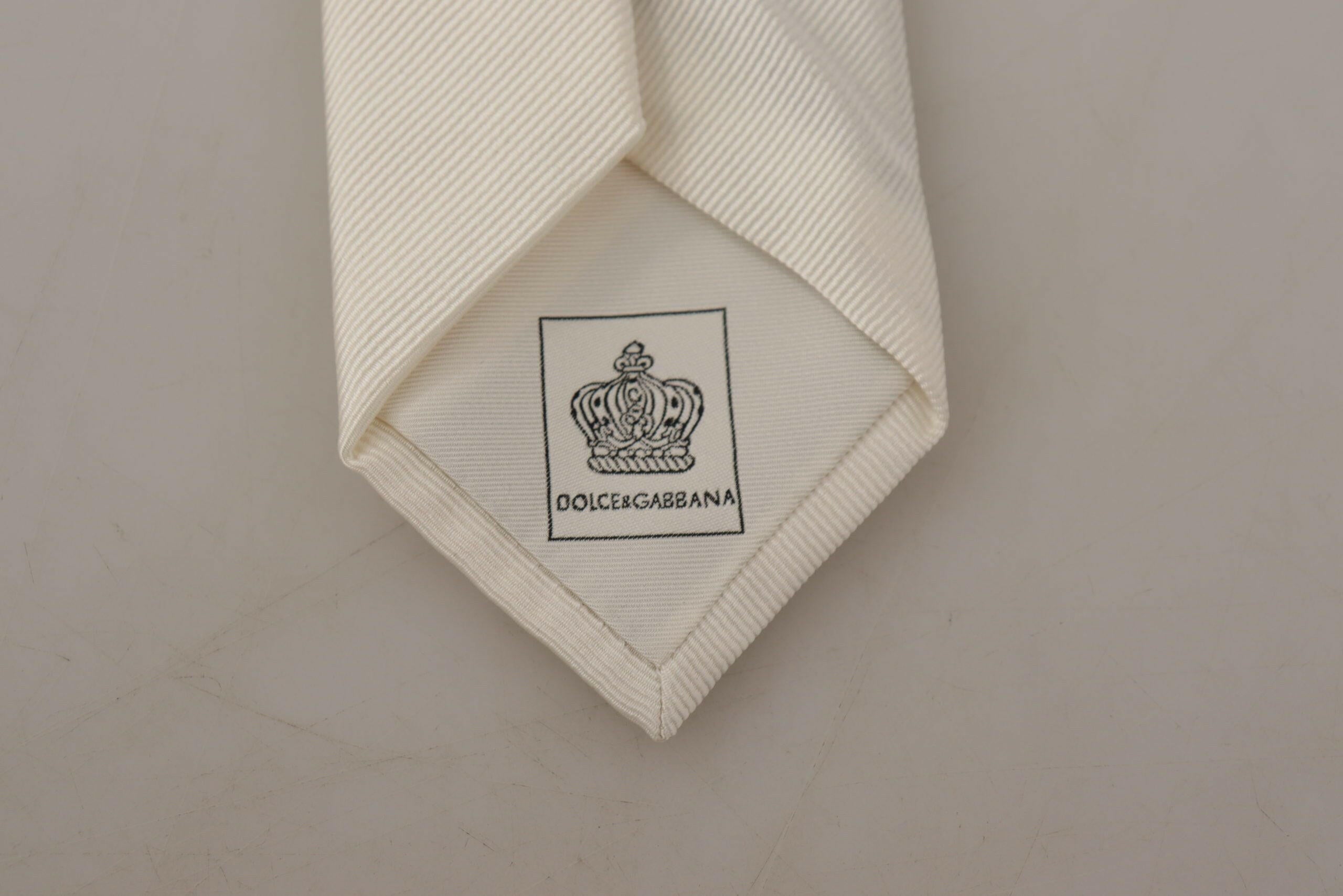 Dolce & Gabbana Off-White 100% Silk Slim Adjustable  Accessory Necktie -  Neckties, Men -  Dolce & Gabbana.