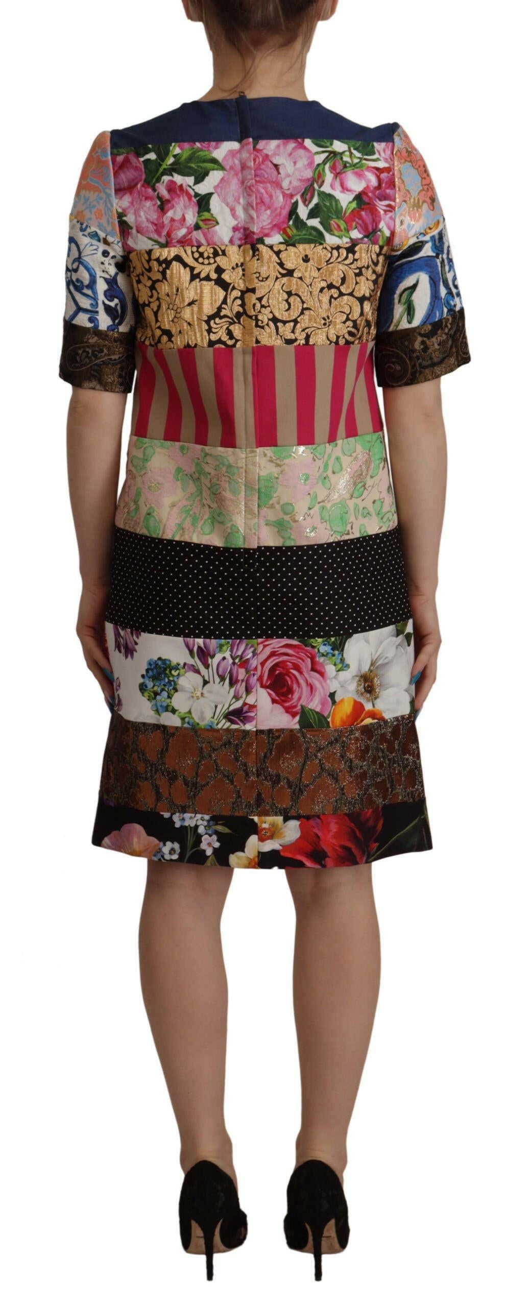 Dolce & Gabbana Multicolor Pachwork Floral Sheath Jaquard Mini Gown Dress -   -  Dolce & Gabbana.