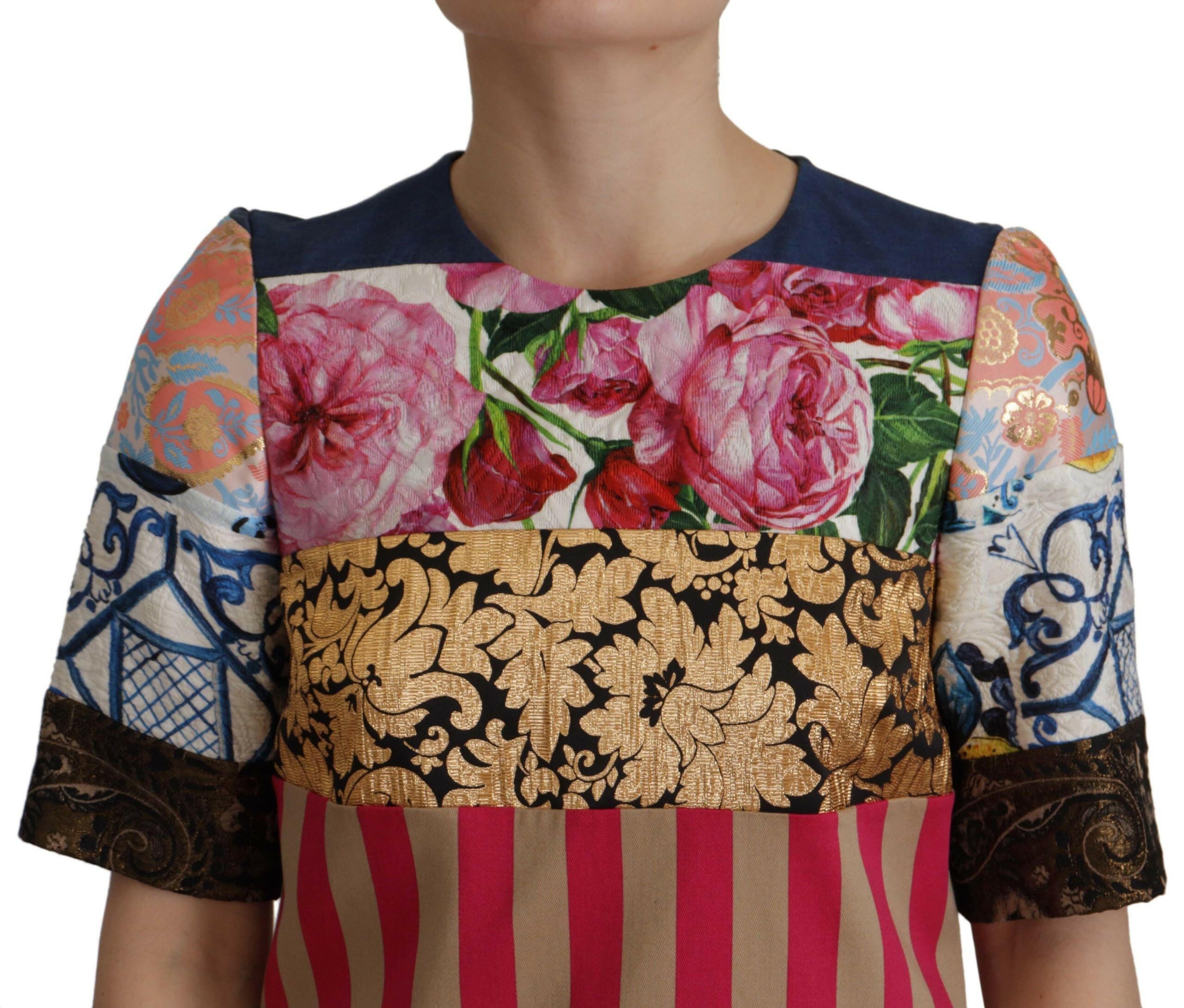 Dolce & Gabbana Multicolor Pachwork Floral Sheath Jaquard Mini Gown Dress -   -  Dolce & Gabbana.
