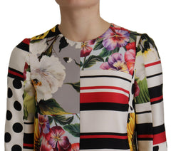 Dolce & Gabbana Multicolor Charmeuse Floral Sheath Jaquard Pachwork Dress -   -  Dolce & Gabbana.
