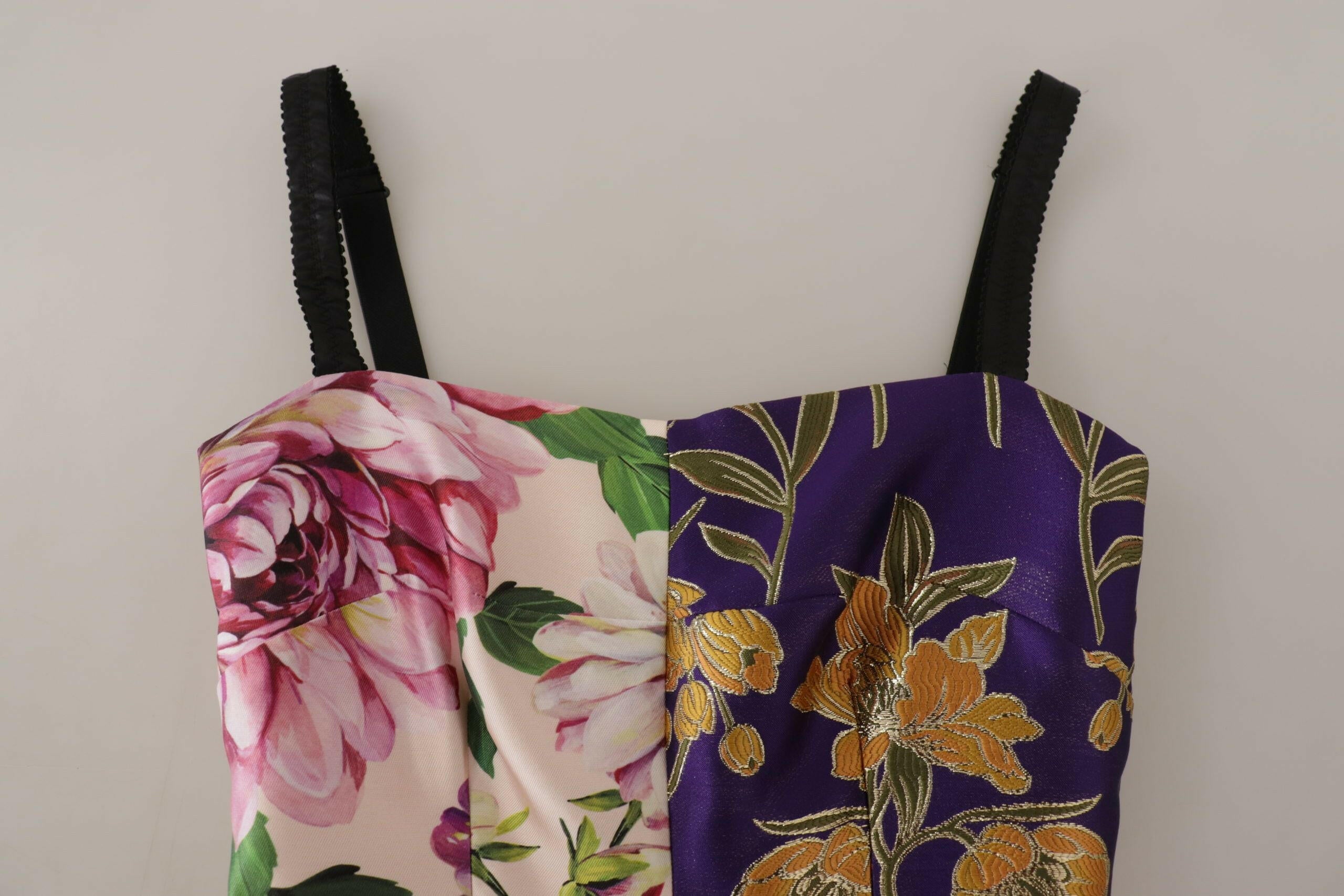 Dolce & Gabbana Dress Midi Patchwork Floral Jaquard Silk -   -  Dolce & Gabbana.