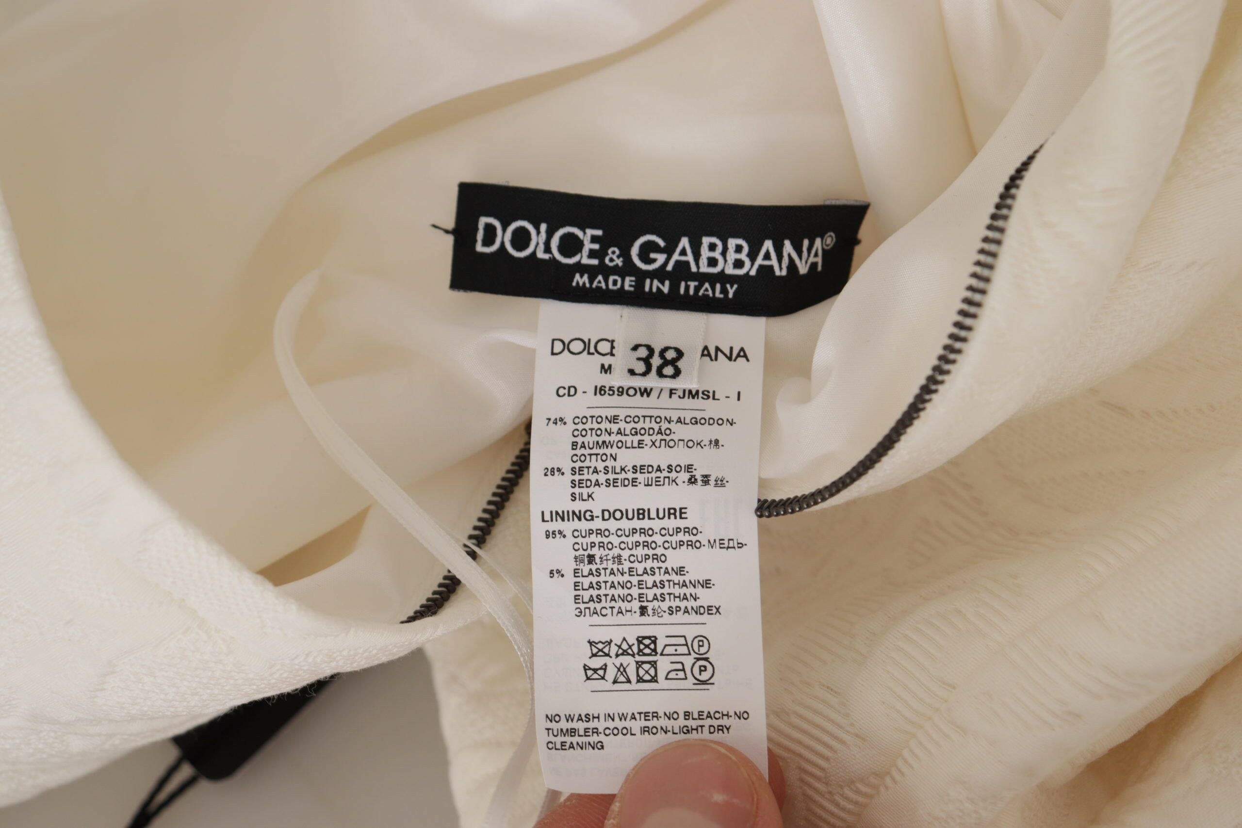 Dolce & Gabbana White Jaquard Midi Floral Sheath Brocade Dress -   -  Dolce & Gabbana.