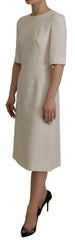 Dolce & Gabbana White Jaquard Midi Floral Sheath Brocade Dress -   -  Dolce & Gabbana.