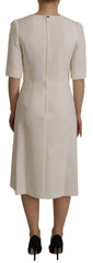 Dolce & Gabbana White Jaquard Midi Floral Sheath Brocade Dress -   -  Dolce & Gabbana.