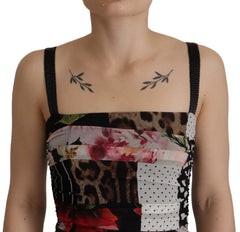 Dolce & Gabbana Multicolor Pachwork Midi Floral Silk Leopard Bodycon Dress -   -  Dolce & Gabbana.