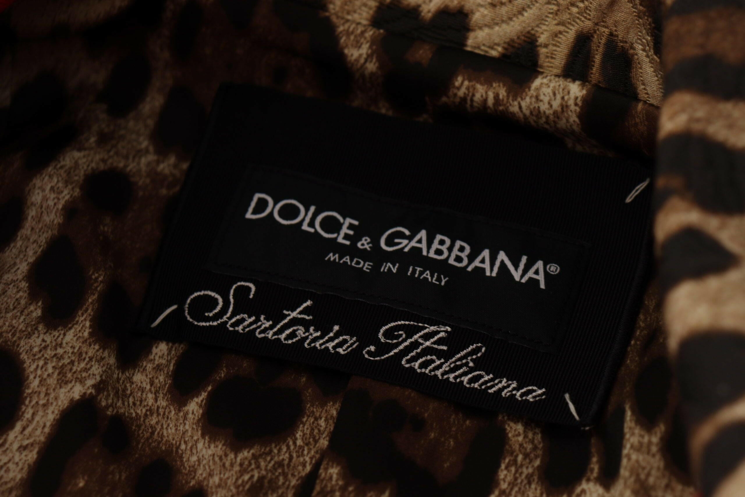 Dolce & Gabbana Red Leopard Wool Trenchcoat Jacket -   -  Dolce & Gabbana.