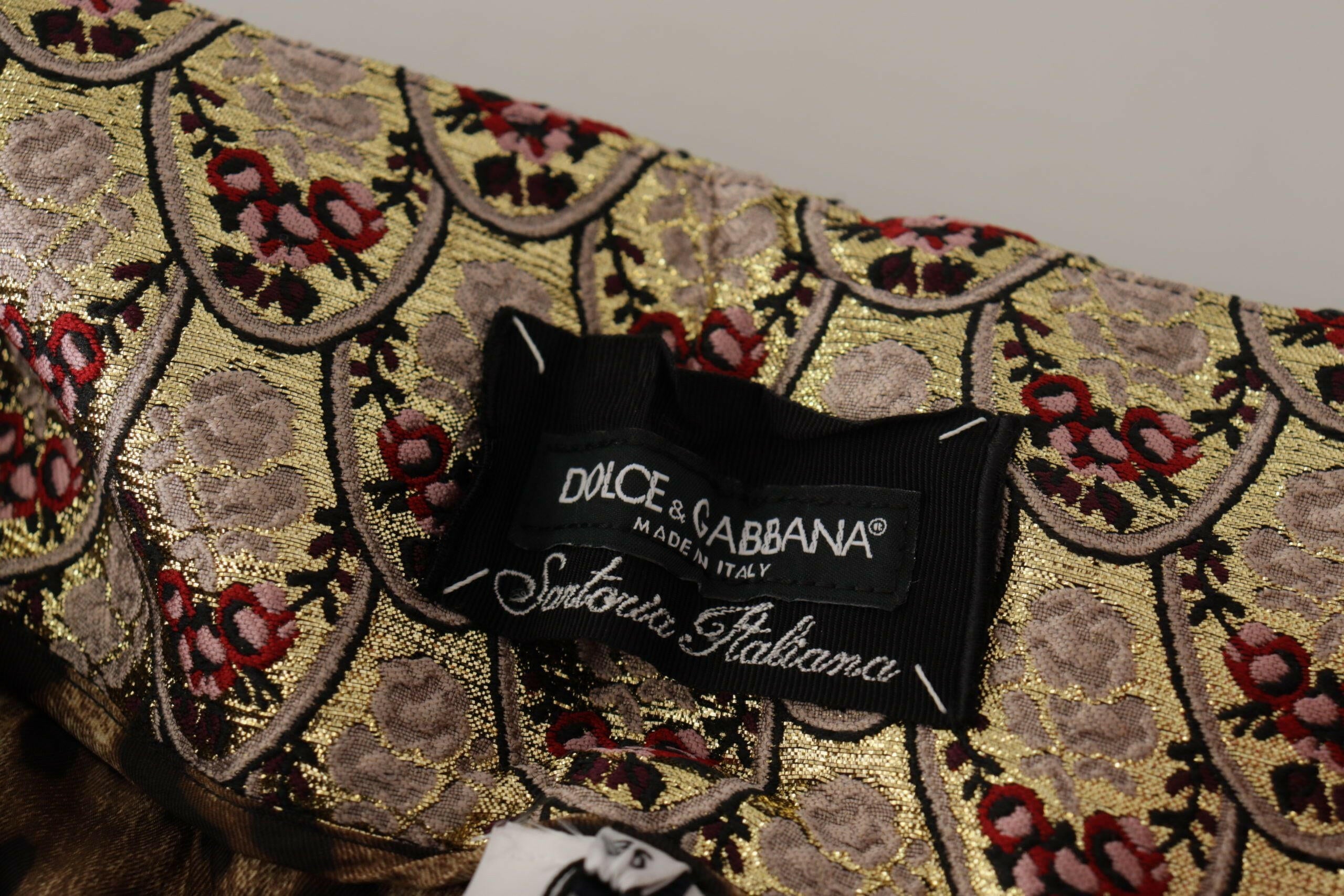 Dolce & Gabbana Brown Leopard Gold Jacquard High Waist Pants -   -  Dolce & Gabbana.