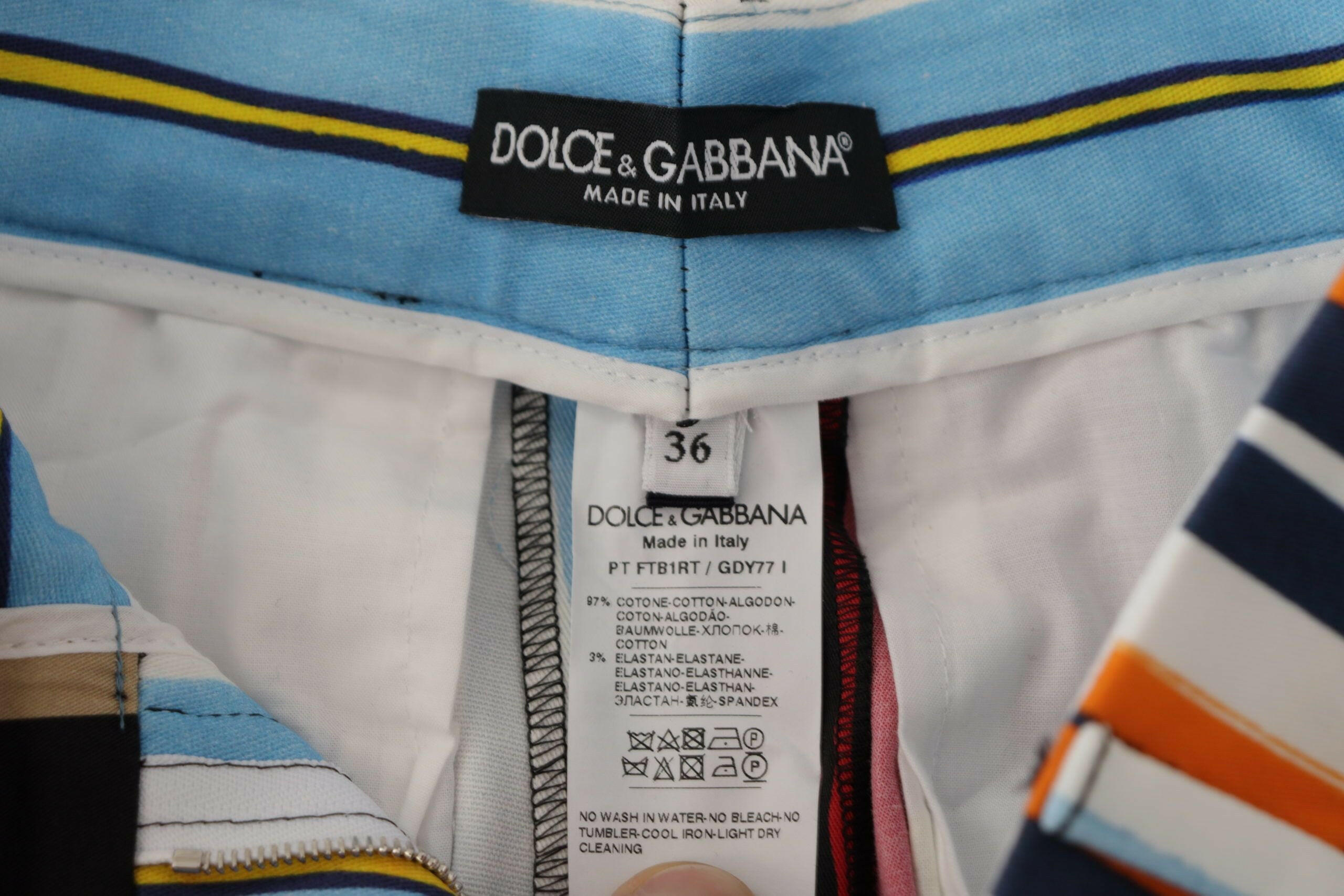 Dolce & Gabbana Multicolor Striped High Waist Cotton Pants -   -  Dolce & Gabbana.