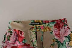 Dolce & Gabbana Beige Floral Dress Formal High Waist Pants -   -  Dolce & Gabbana.
