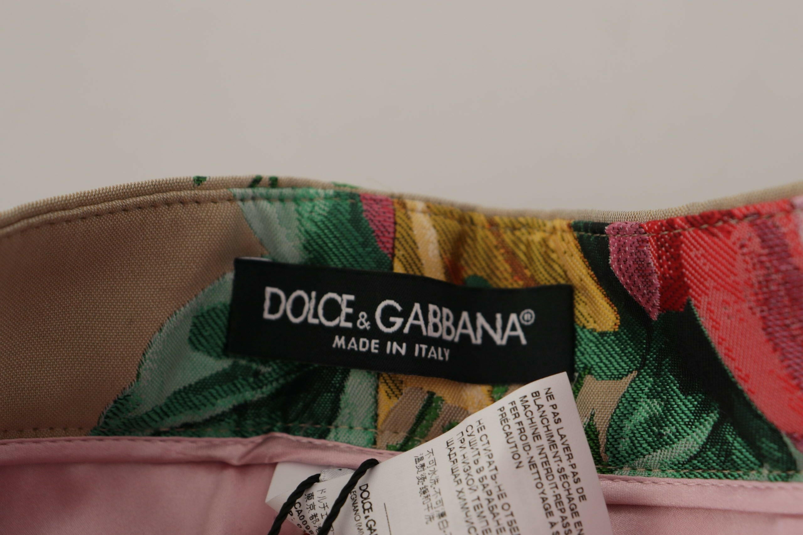 Dolce & Gabbana Beige Floral Dress Formal High Waist Pants -   -  Dolce & Gabbana.