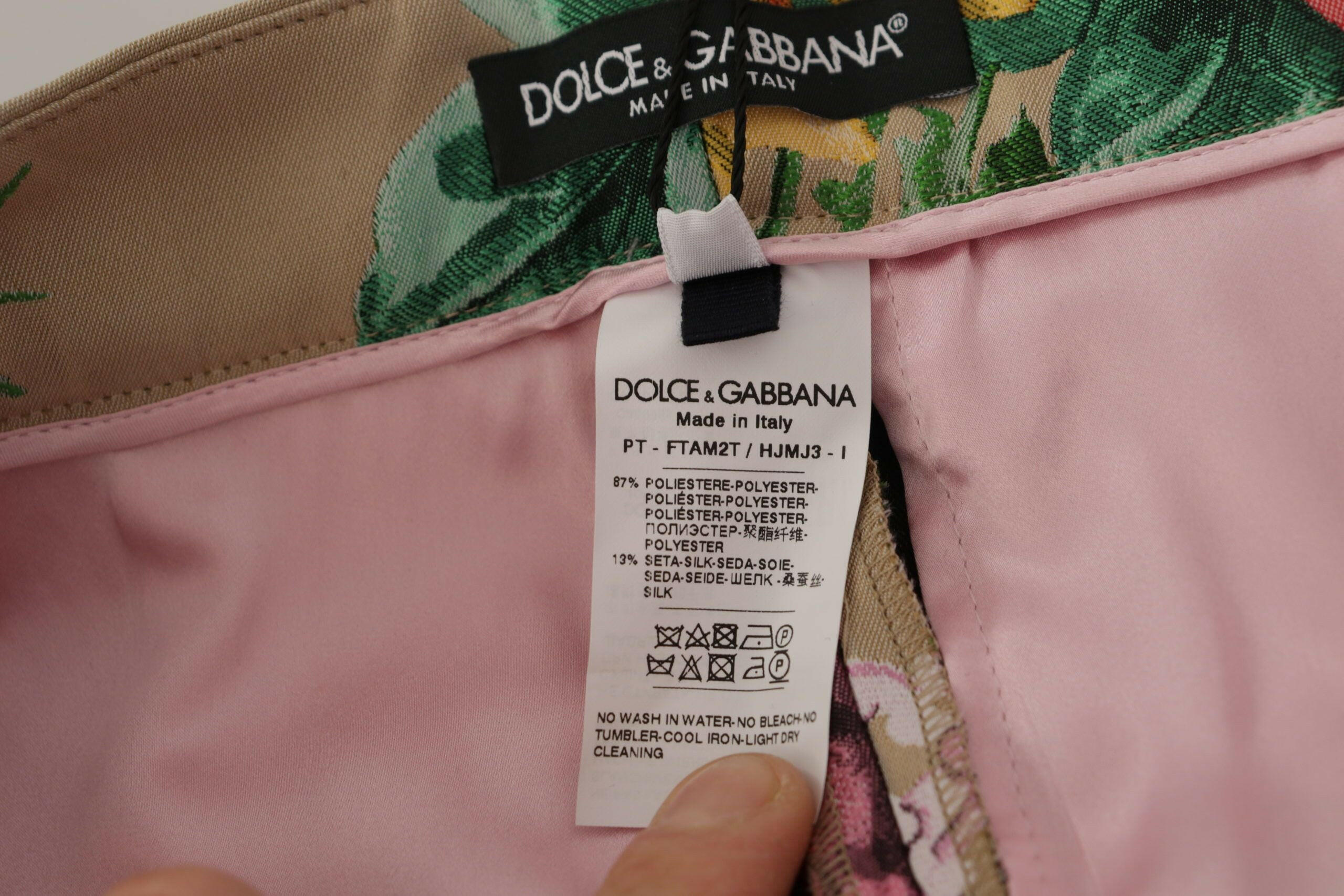 Dolce & Gabbana Beige Floral Dress Formal High Waist Pants -   -  Dolce & Gabbana.