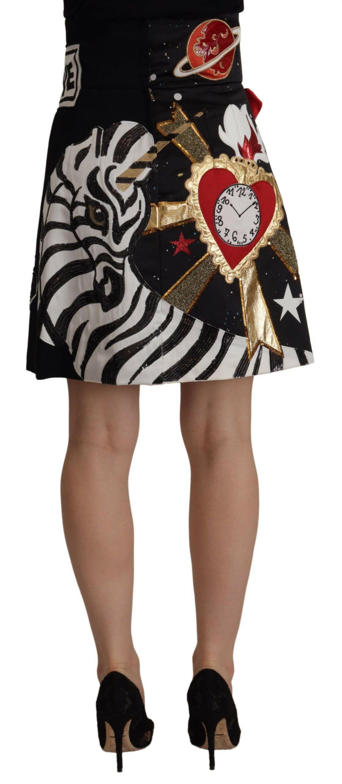 Dolce & Gabbana Black Love Clock Sequined Piano Skirt -   -  Dolce & Gabbana.