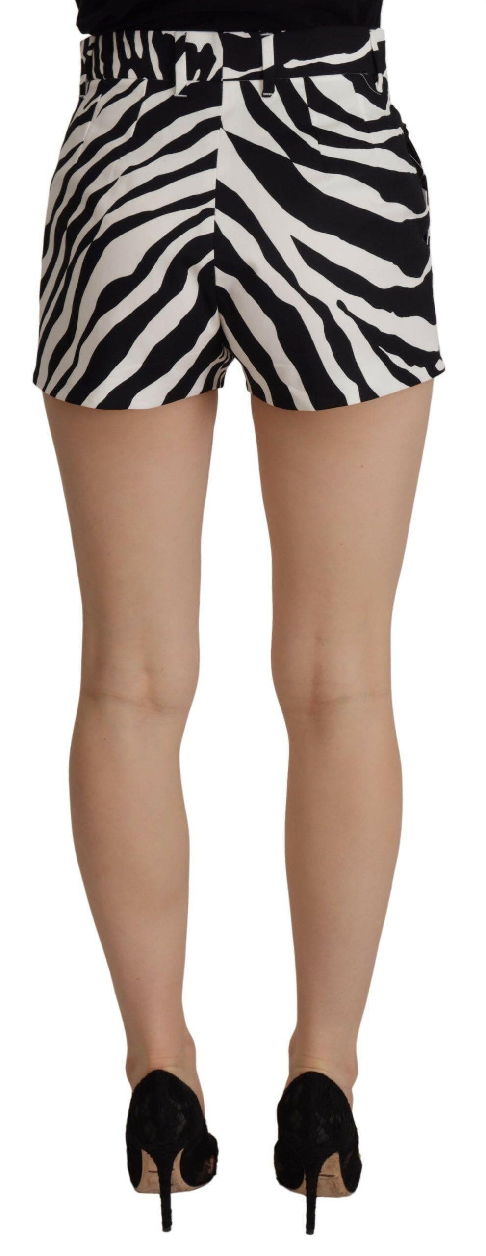 Dolce & Gabbana Black White Cotton Stretch Hot Pants Shorts -   -  Dolce & Gabbana.